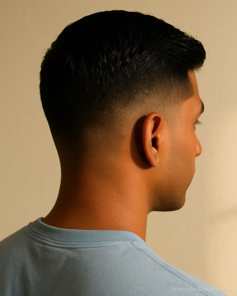 Air force style military haircut with a neat short part