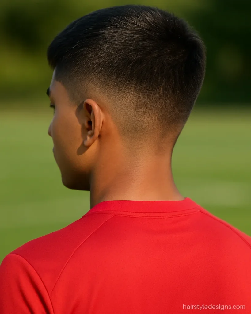 Army hair style for boys who play sport, with number 2 sides