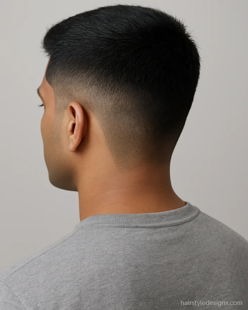 Classic army cut for men with number 1 sides and number 3 top