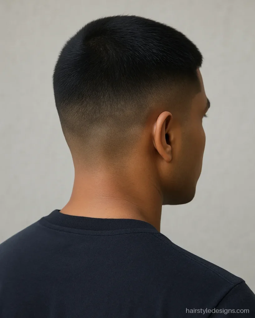 Soldier cut with tight number 1 sides and an even number 2 top