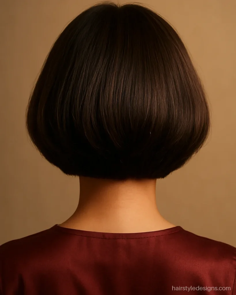 Chin length bob with ends turned under for a soft rounded shape