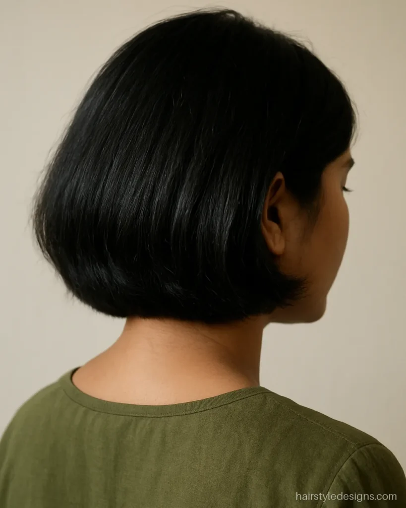Thick hair short bob haircut with point cut ends for less bulk