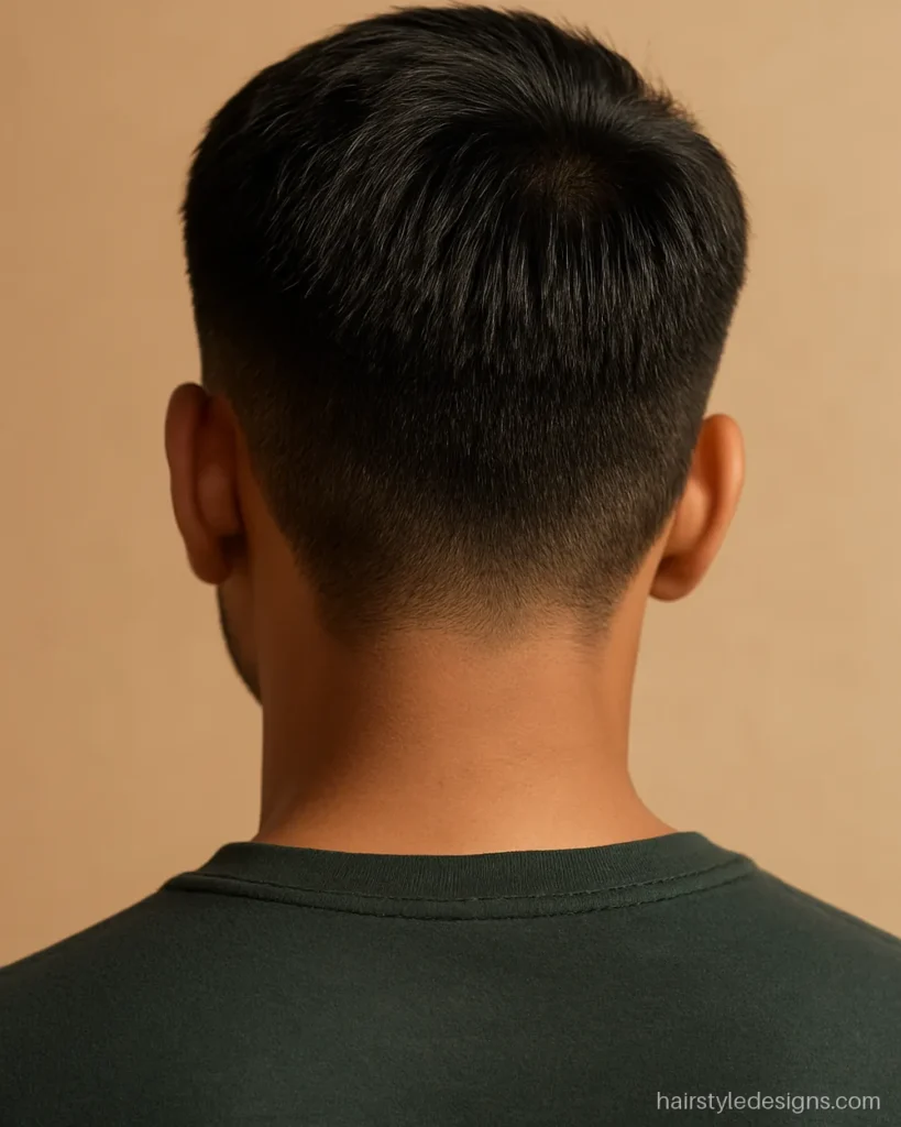 Step cut hairstyle boy with clear stepped layers on top and back