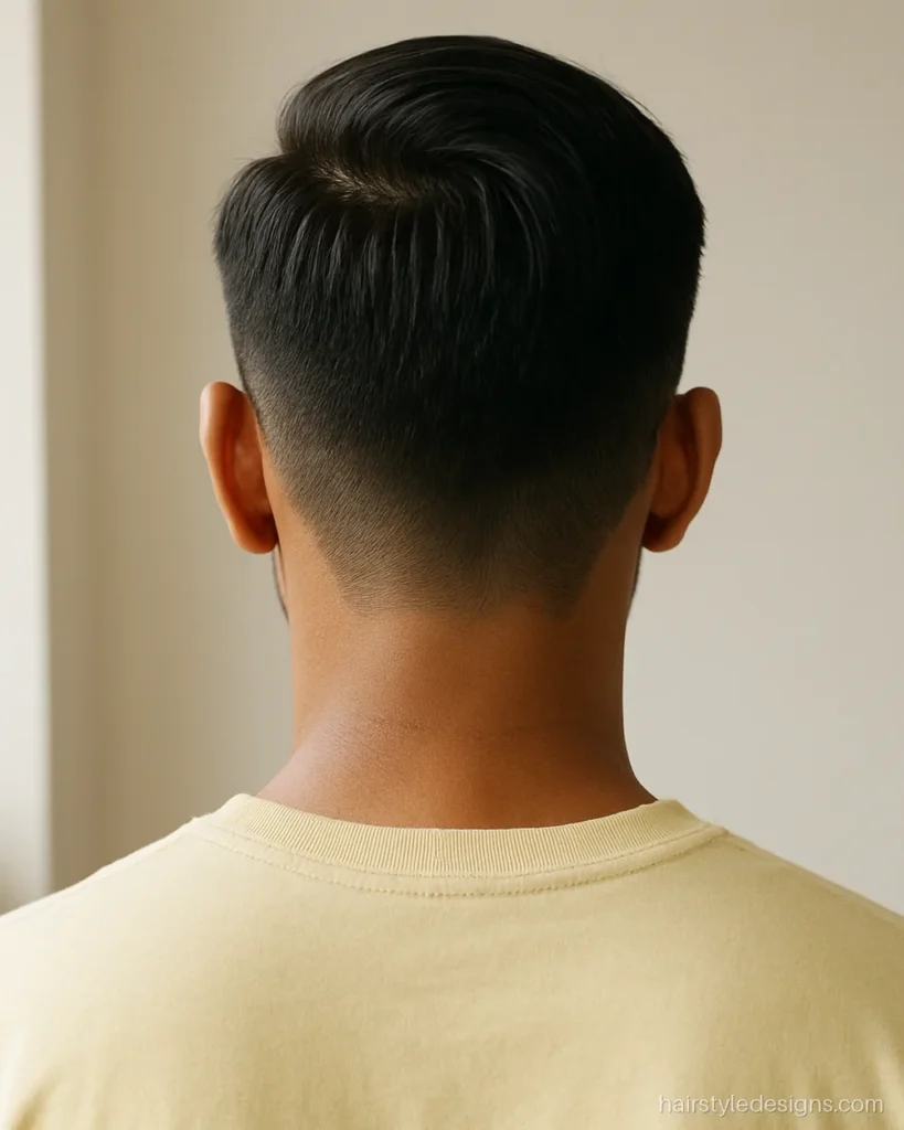 U cut hairstyle boy with a rounded U shape neckline at the nape