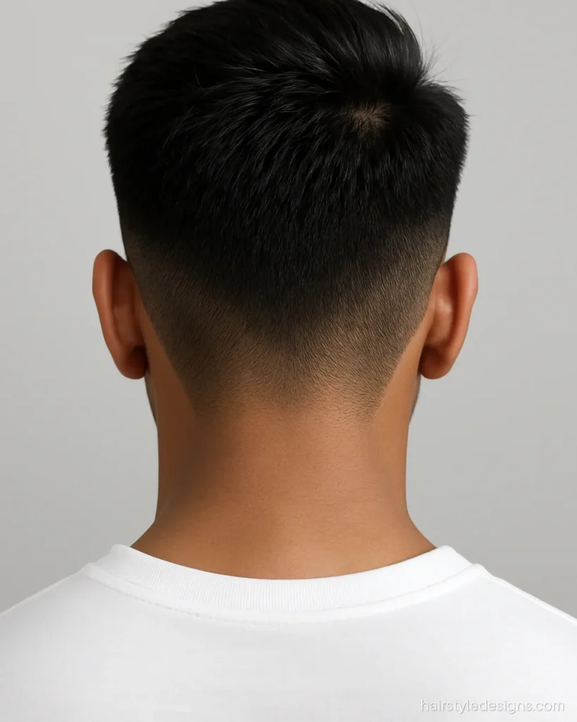 V cut hairstyle boy with a sharp V shape neckline at the back