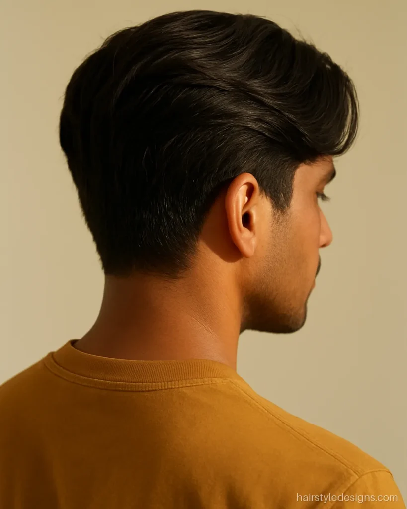 Simple hairstyle for boys with medium length hair swept to one side