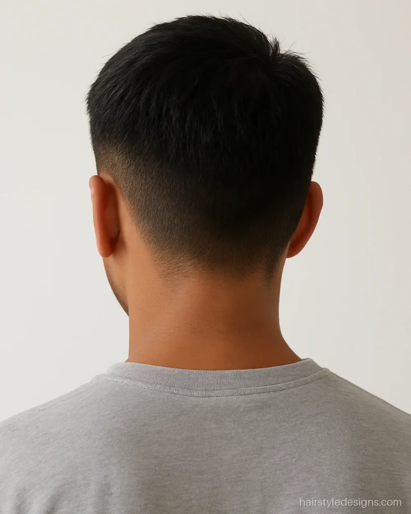 Simple boys hairstyle with a short taper and natural forward comb