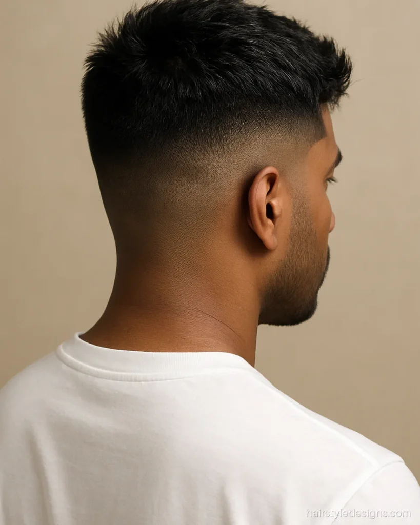 Best hairstyle for boys with thick hair, a high fade textured crop