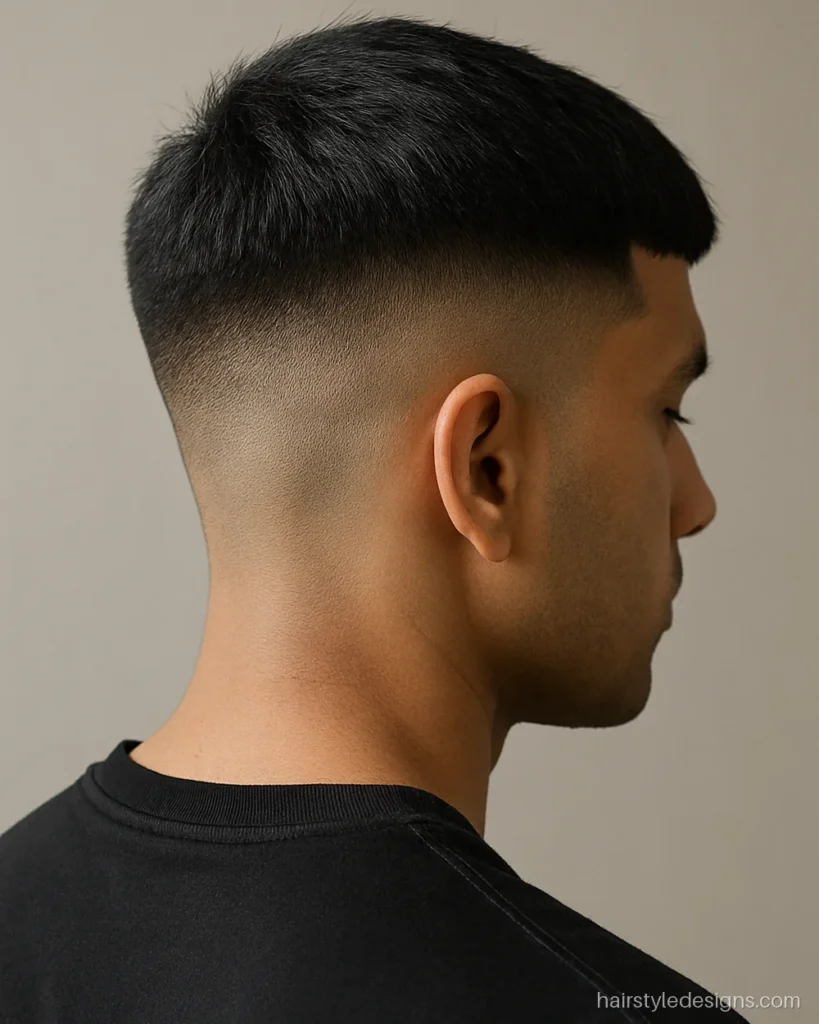 New hairstyle boy pick: a French crop with a short blunt fringe
