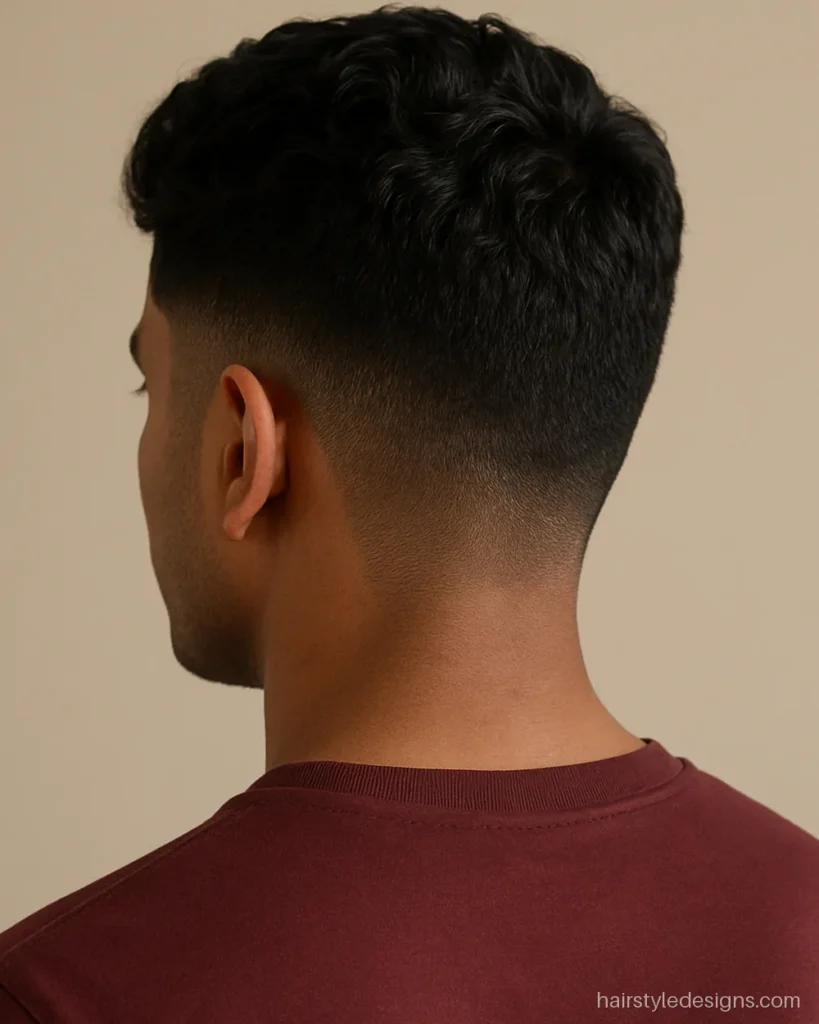 Bullet cut hairstyle men with short wavy texture on top