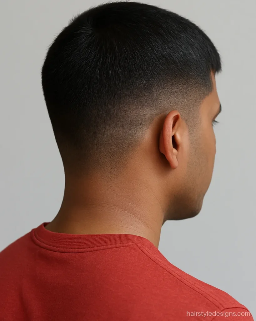 Bullet cut hairstyle boy with a rounded number 3 shape all over