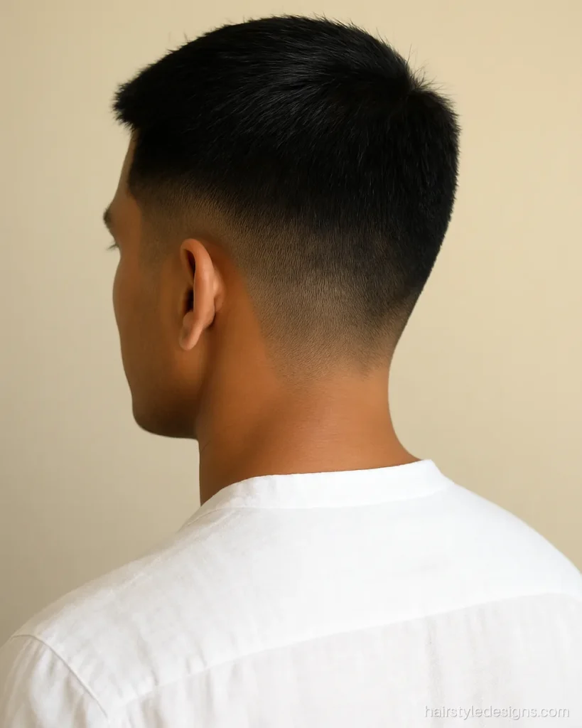 Short cutting hairstyle for summer with a tapered back and short top