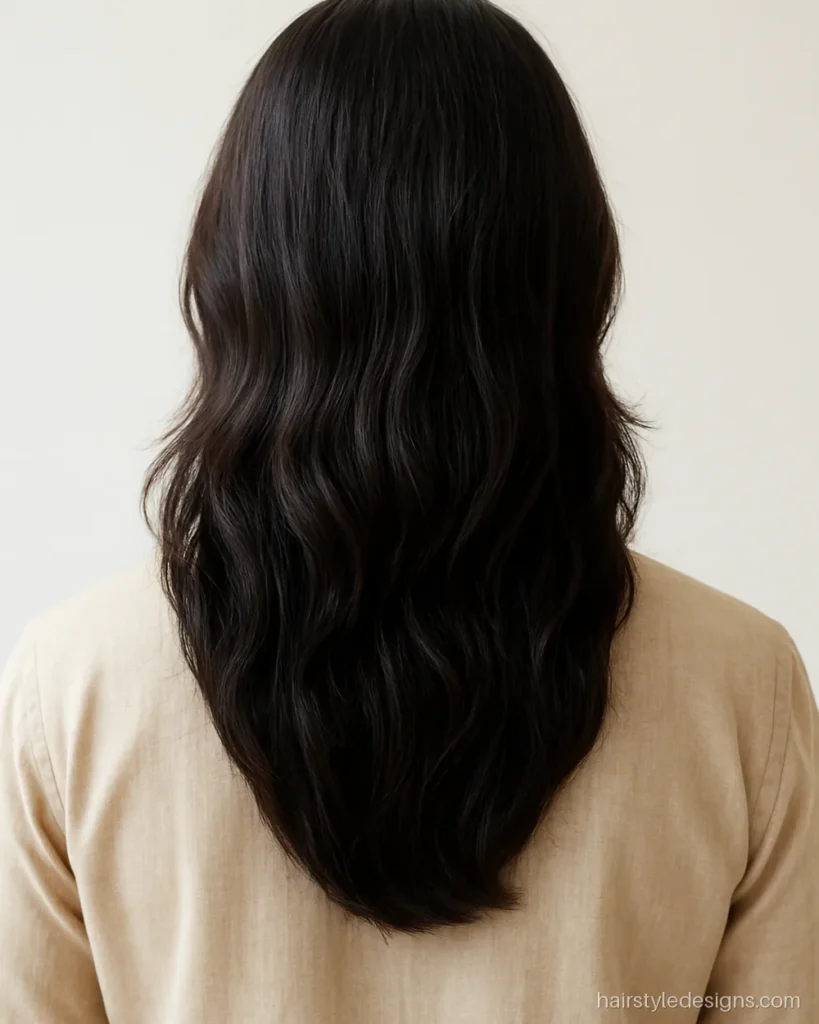 Deep U haircut for men with long hair shaped in a U at the back