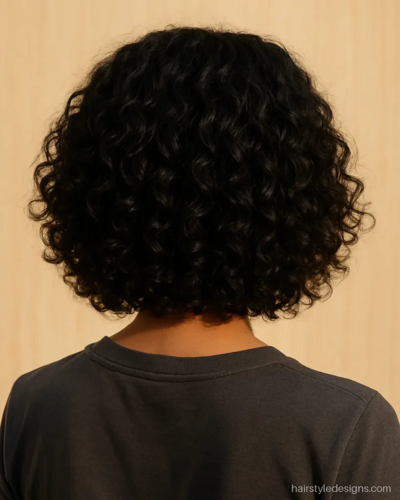Feather cut for curly hair with lighter ends and defined bouncy curls