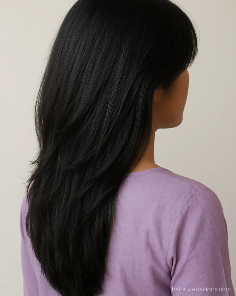 Front feather cut with soft feathered pieces at the cheek on long hair
