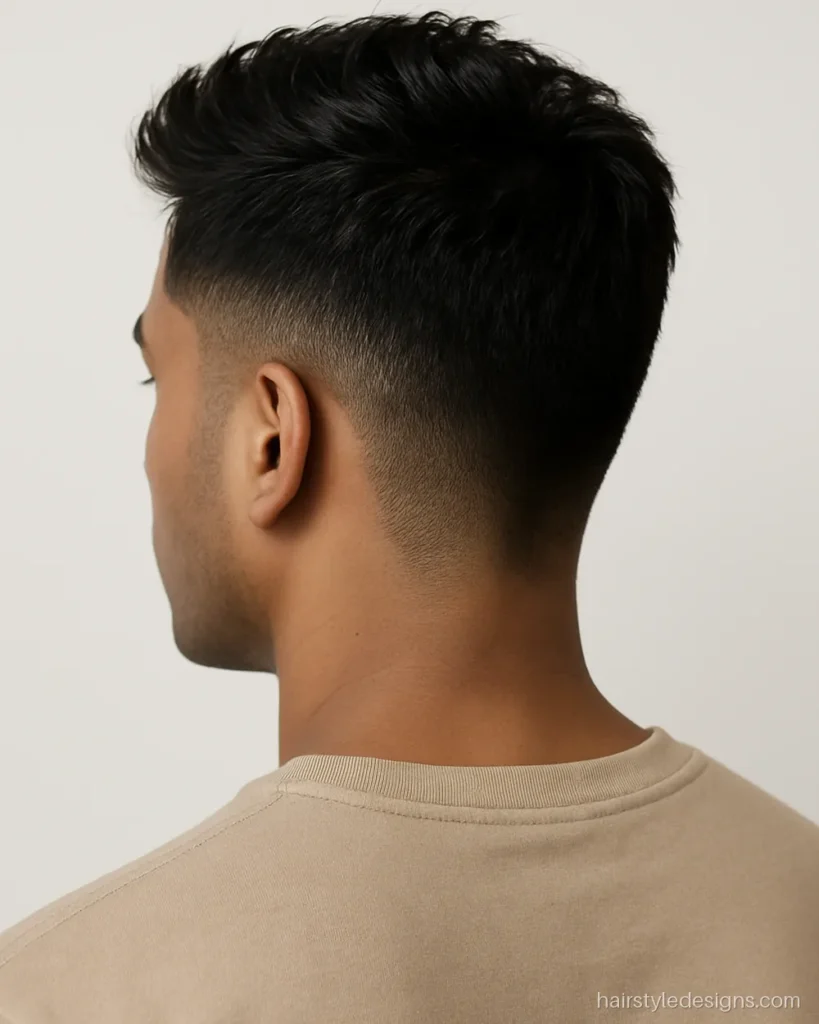 Low taper fade hairstyle men ask for most, with a textured top