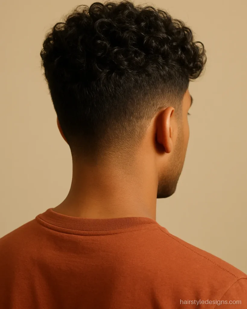 Taper curly hairstyle for men with natural curls on top
