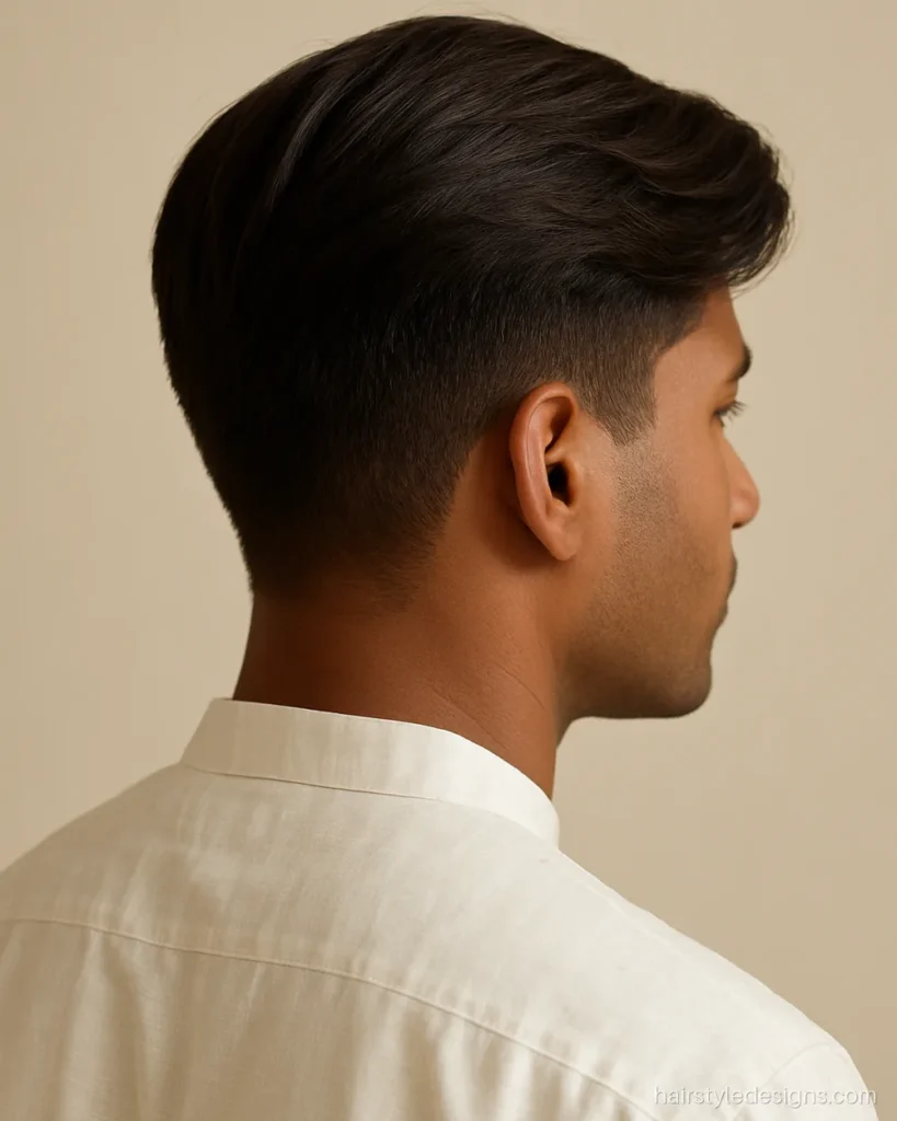 Hairstyle for diamond face men with a medium side sweep