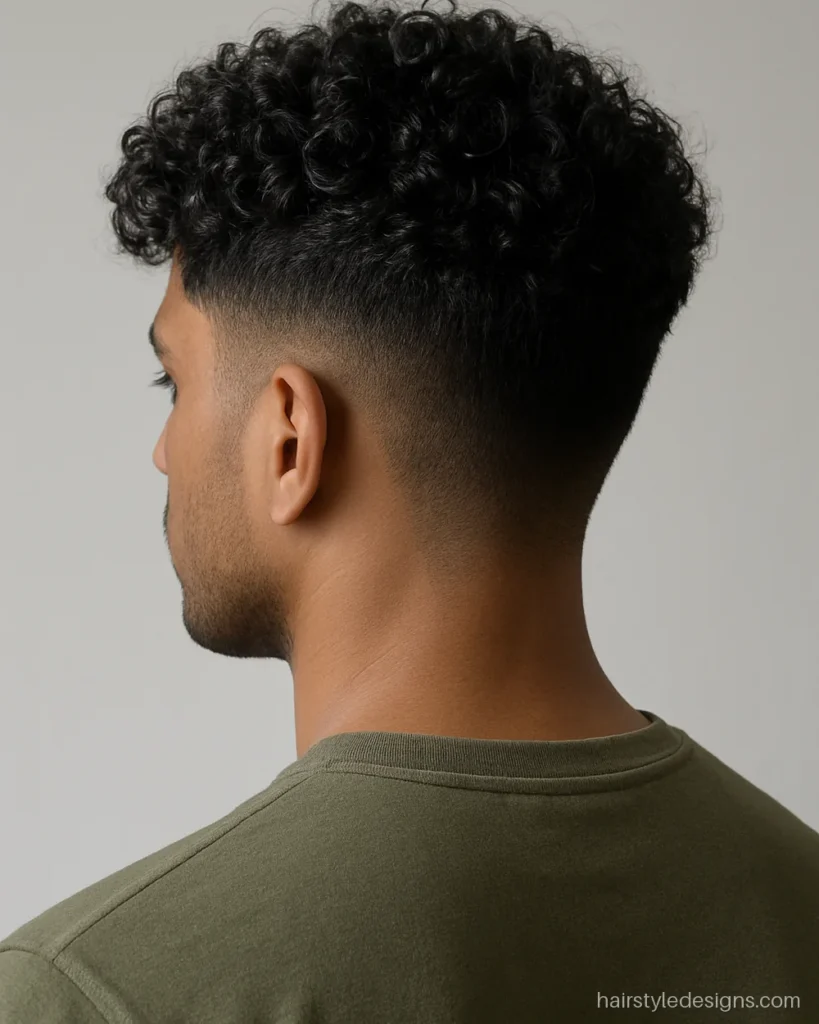 Diamond shape face hairstyle male with a full curly top