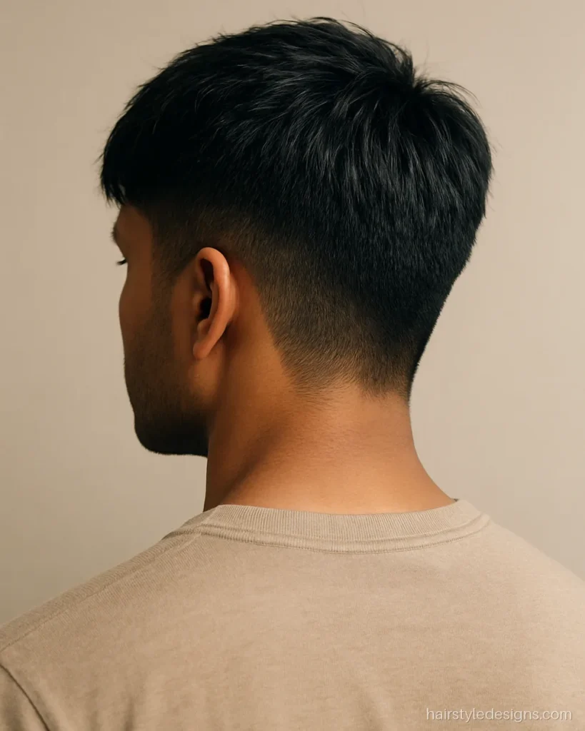 Diamond face shape hairstyle with a textured fringe and scissor sides