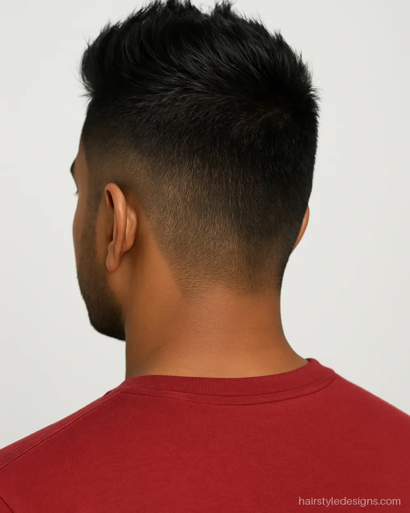 Indian round face hairstyle boy look, a short faux hawk