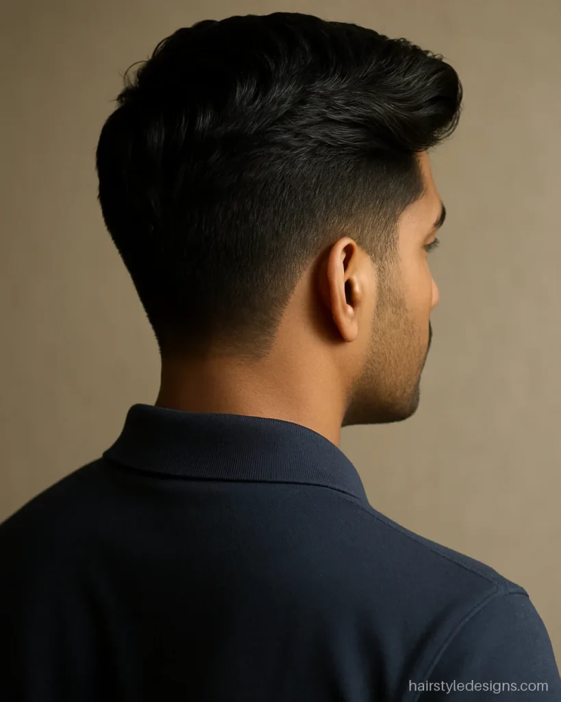 Best hairstyle for round face men, a side swept quiff