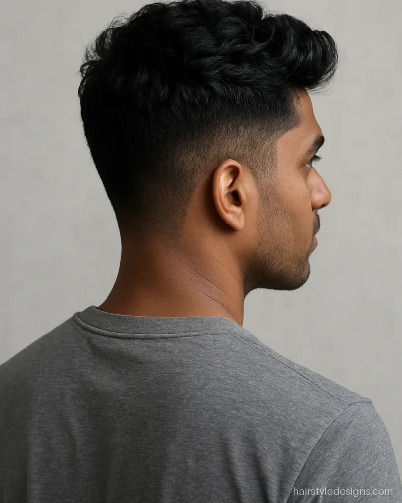 Triangle shape face hairstyle male with a full textured top