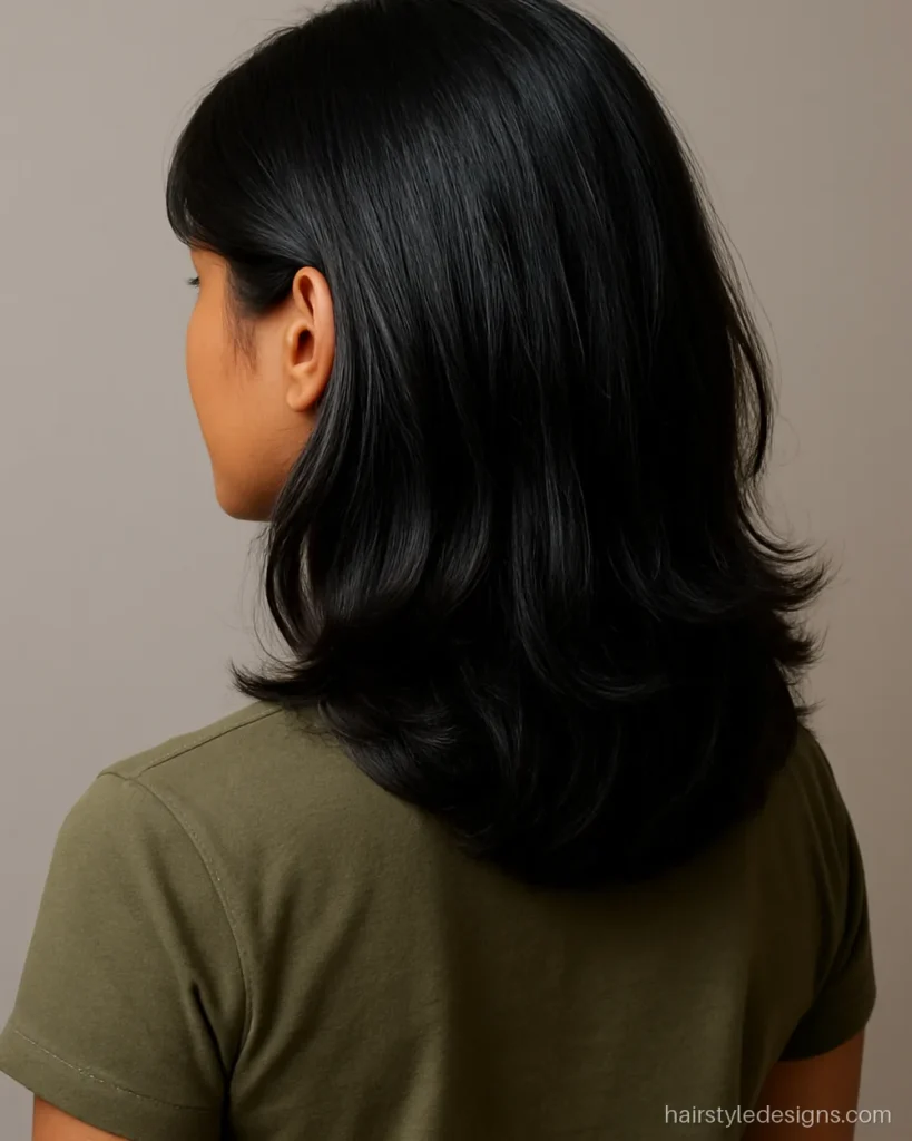 Diamond shape face hairstyle girl with shoulder layers tucked behind one ear