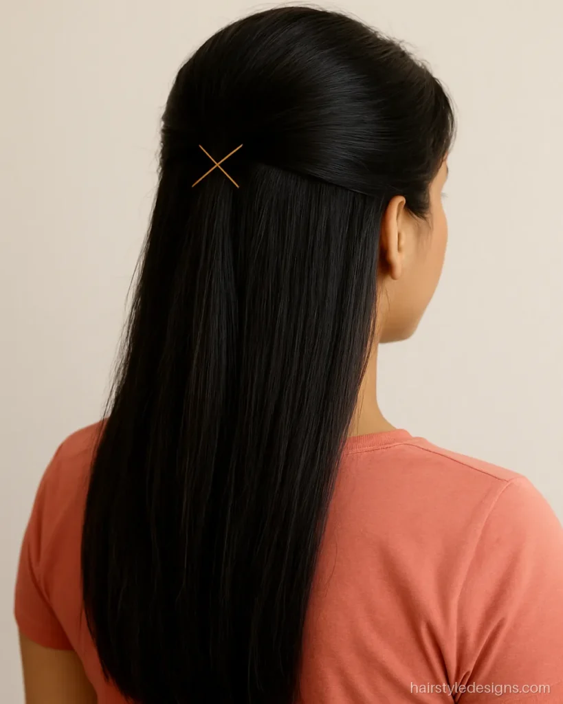 Front hairstyle for girls with a soft puff at the crown and open hair