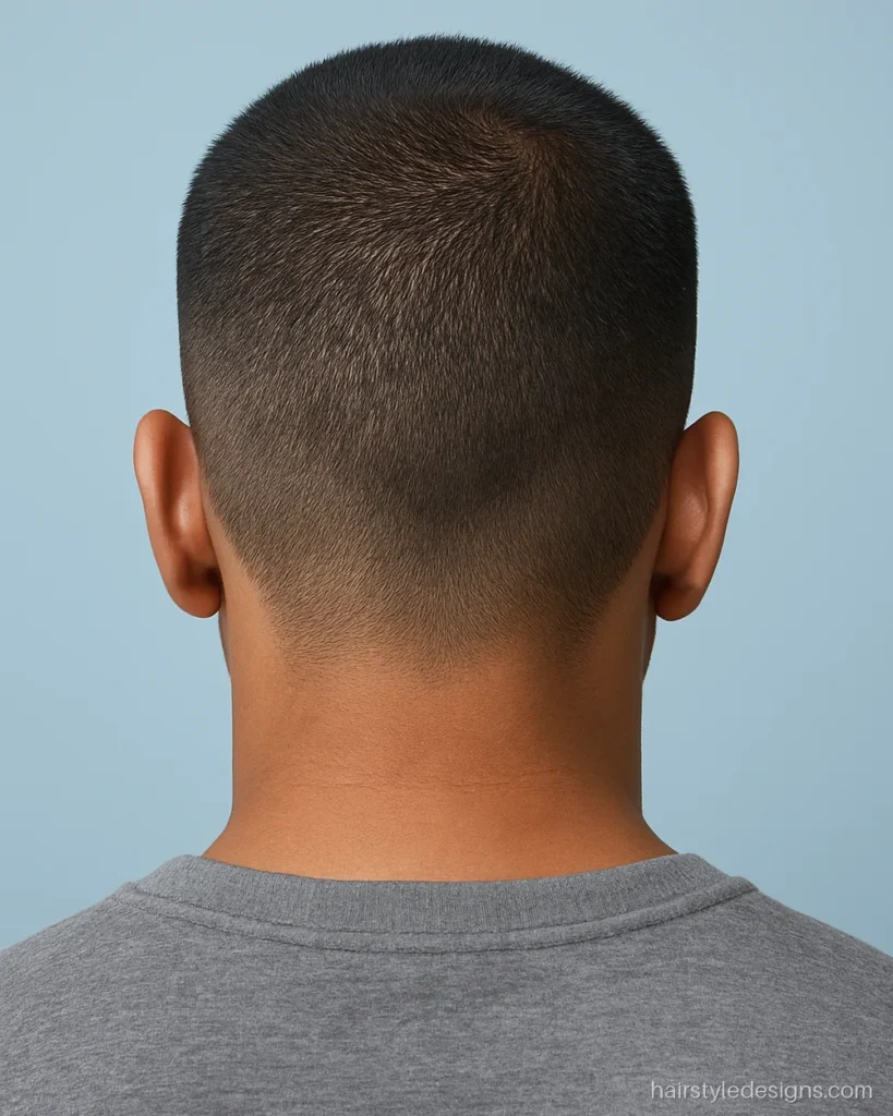 Simple hairstyle for men with an even buzz cut using a number 2 guard