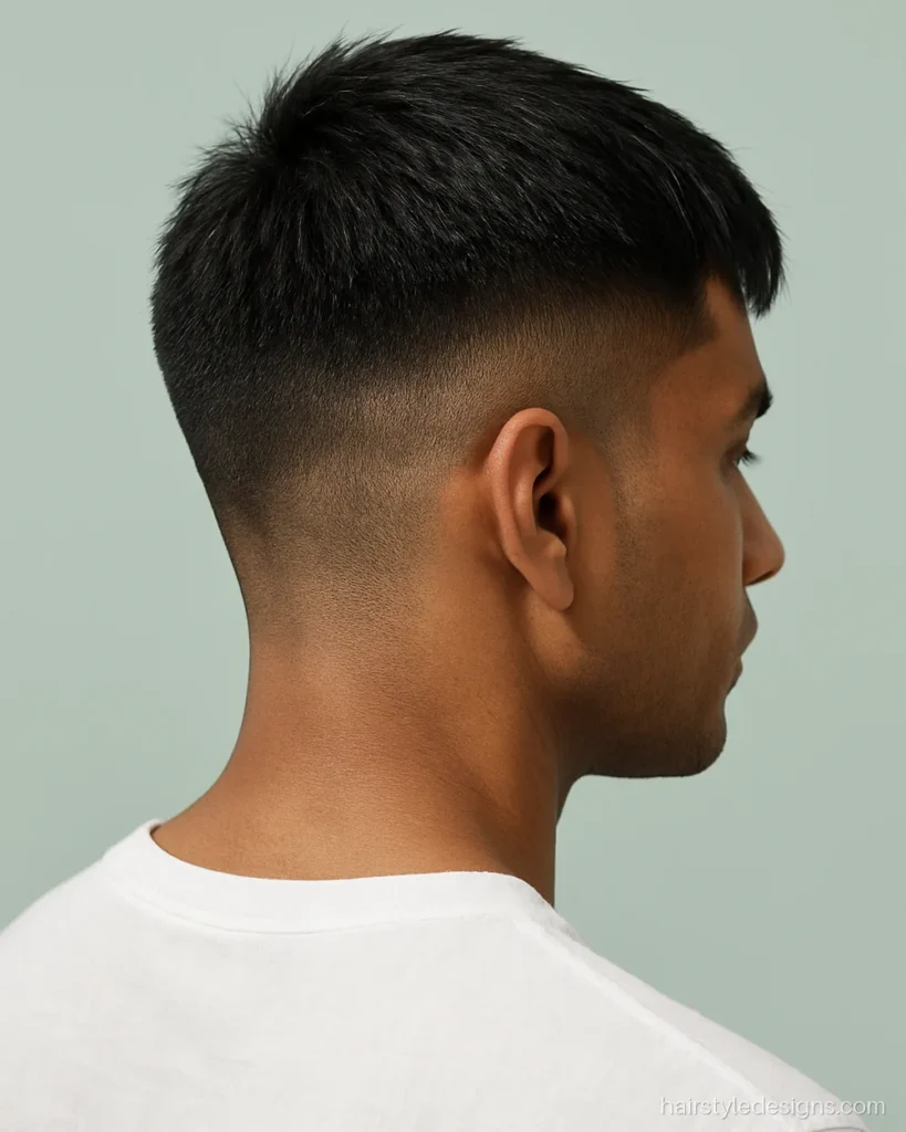 Summer hairstyle for men with a short textured crop and light fringe
