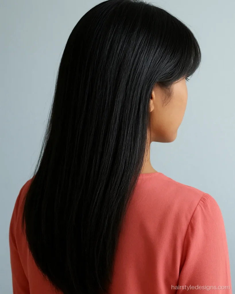 Front haircut for girls with a long side swept fringe