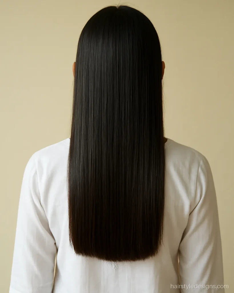 Hair cuts for long hair women with a blunt one length hemline