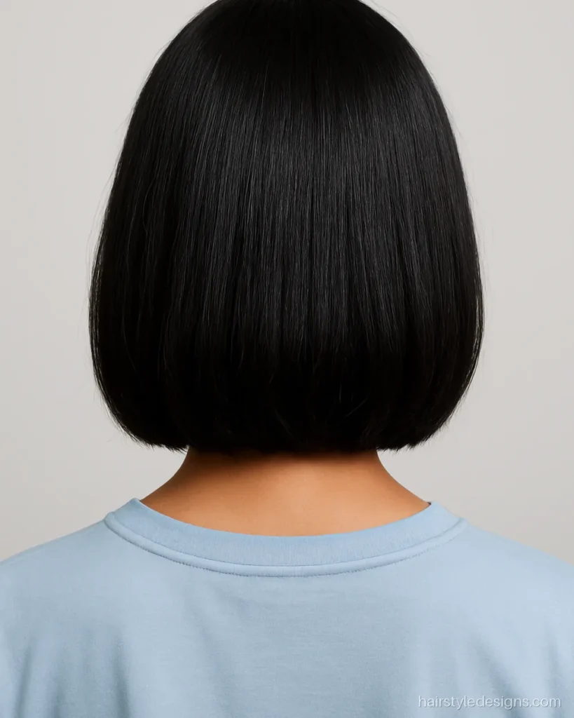 Medium hair cut for girls with a straight collarbone lob and soft ends