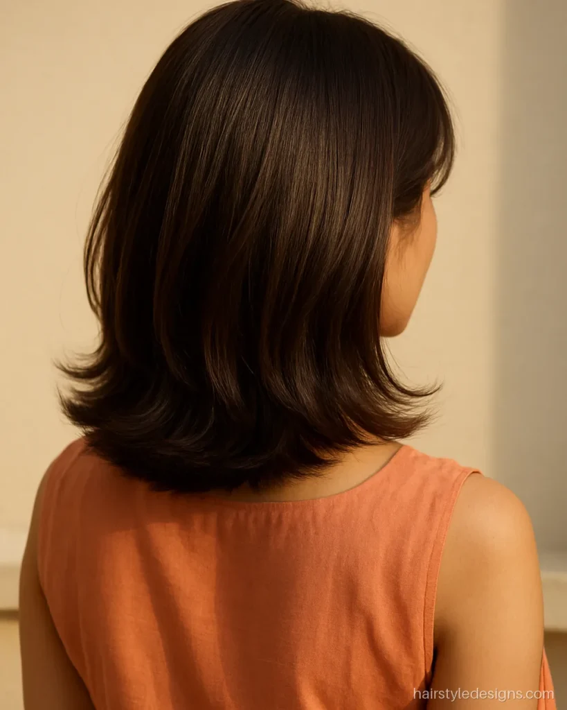 Shoulder length haircuts for women with soft layers flipped outward