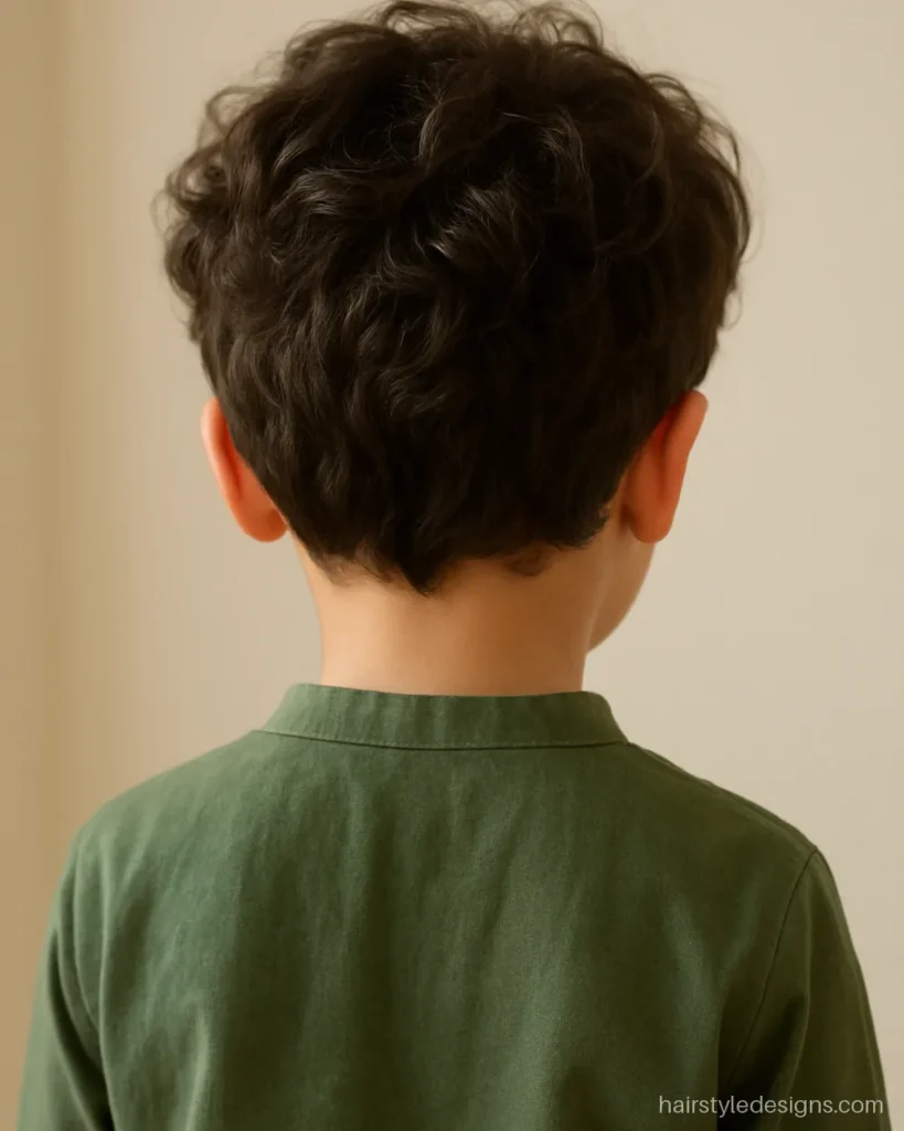 Baby boy cutting hairstyle that keeps natural curls on top