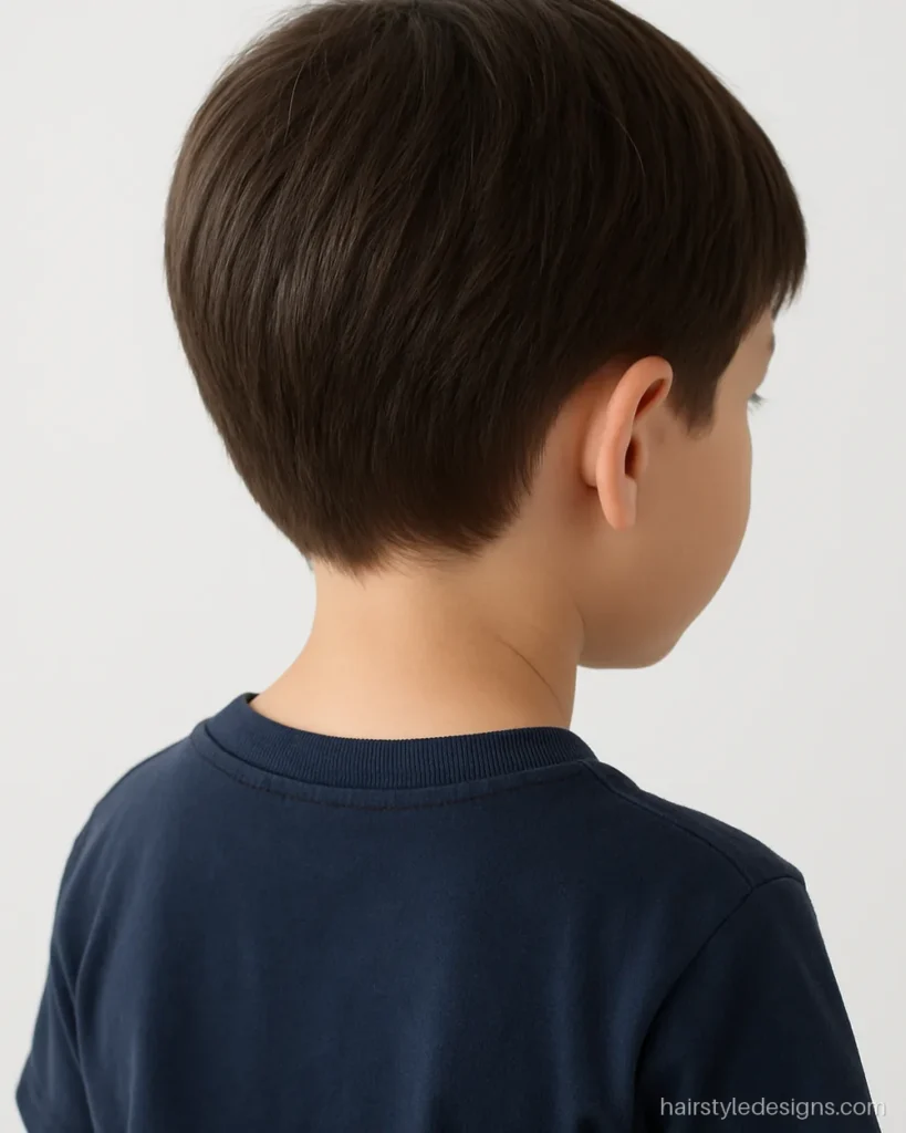 Kids boys hairstyle with a low taper and short textured top