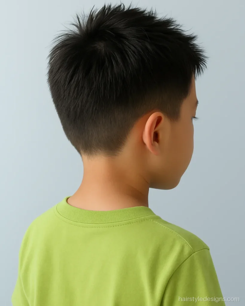 Boys hairstyle kids love with a short spiky top and neat sides