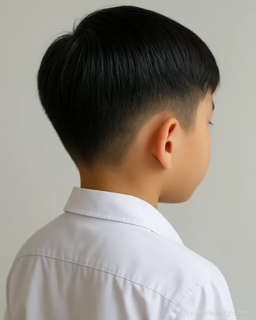 School hairstyle boy Indian simple side part with short sides
