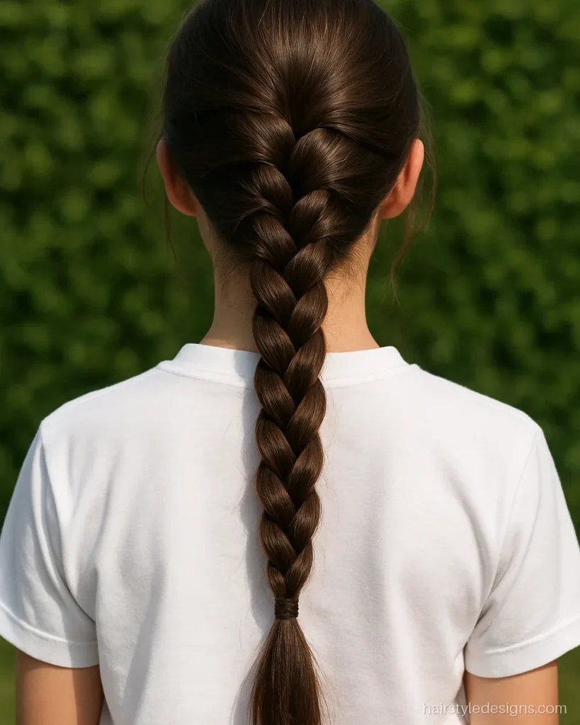 High school hairstyle for girls with a single loose French braid