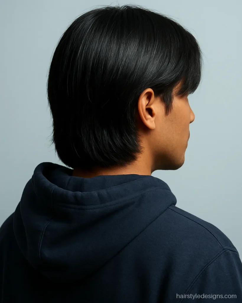 Korean hairstyle boy long hair with a middle part to the ears