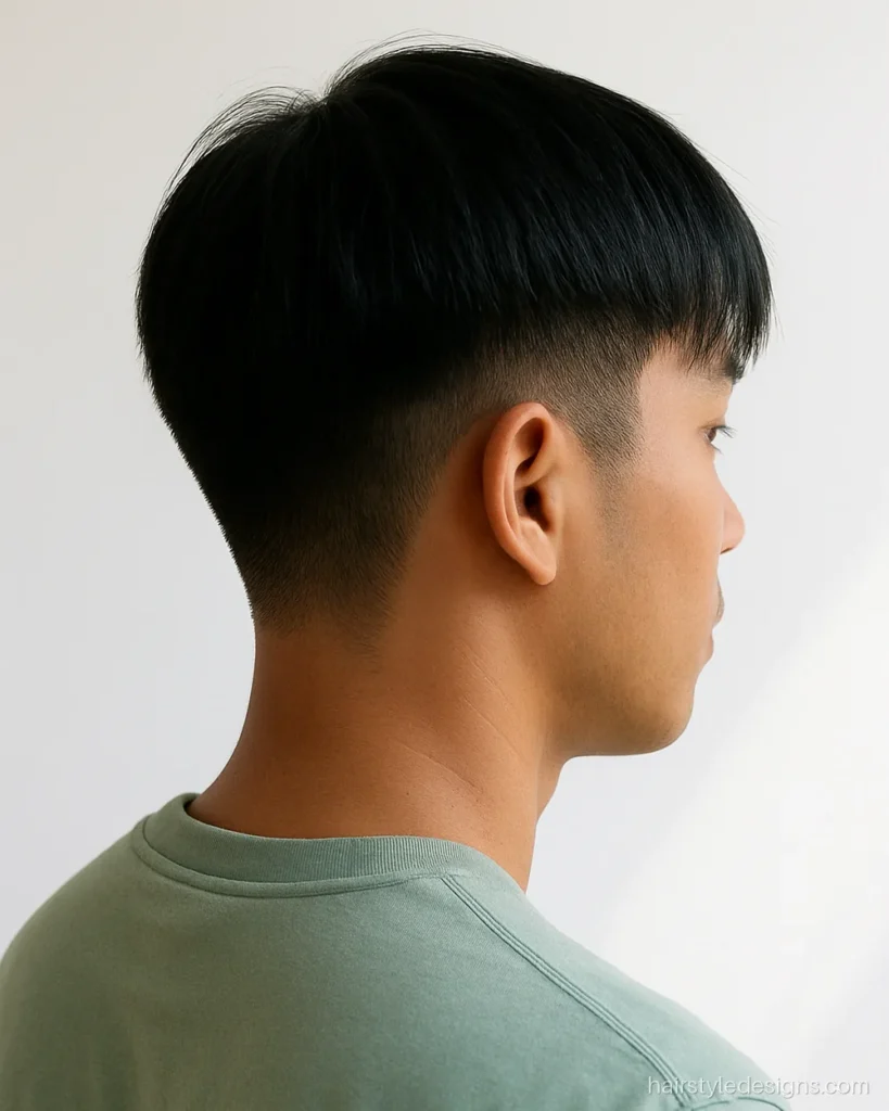 Korean boy hairstyle with a short cut and see-through fringe