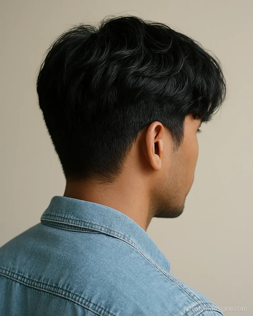 Korean men hairstyle with soft medium waves on top