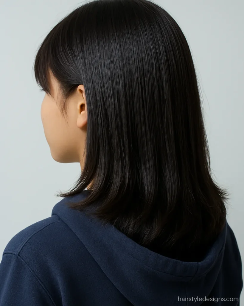 Front layer cut for medium hair with layered pieces at the cheek