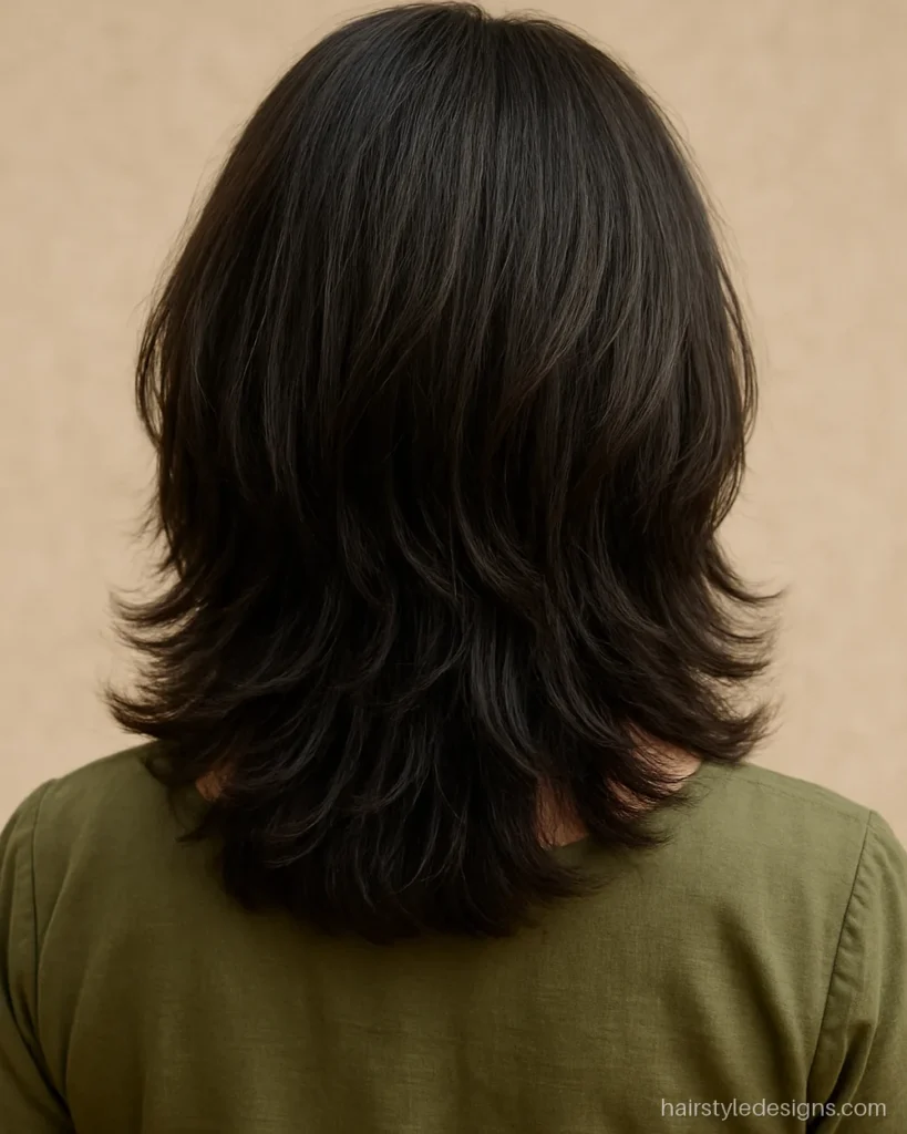 Multi layer hair cut on medium thick hair with lots of movement