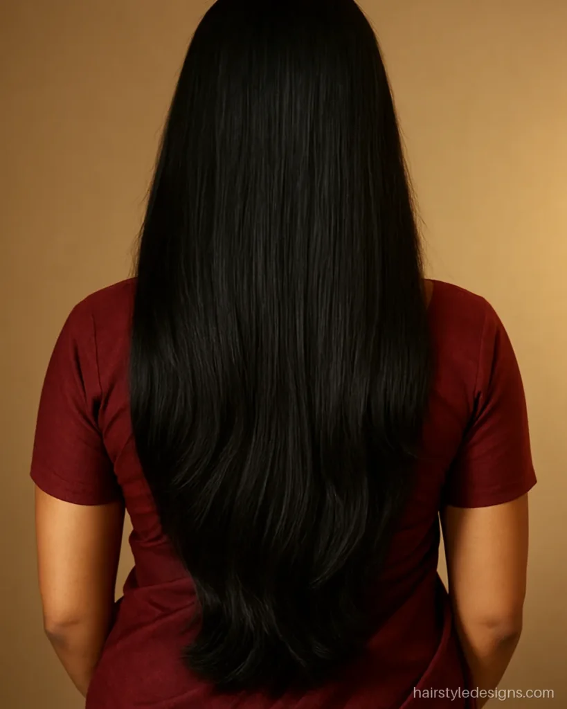 Thick long layered hair with weight removed for smooth movement