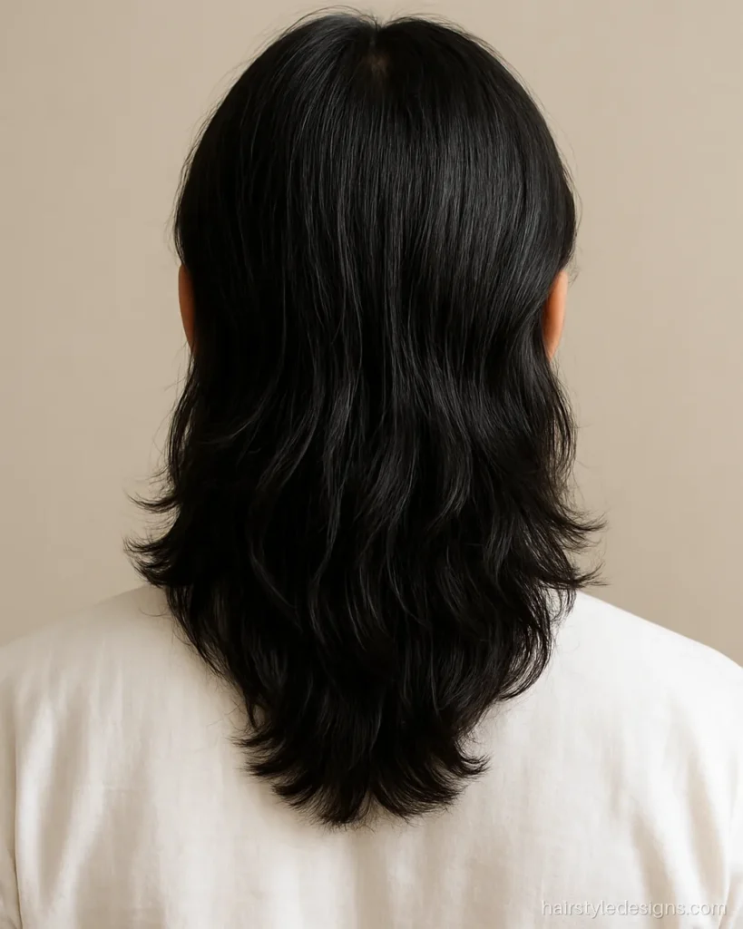 Long hair hairstyle men wear open with a middle part and soft layers