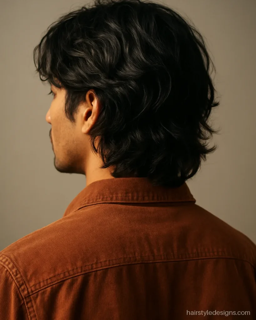Messy look hairstyle with a long top tucked behind the ears