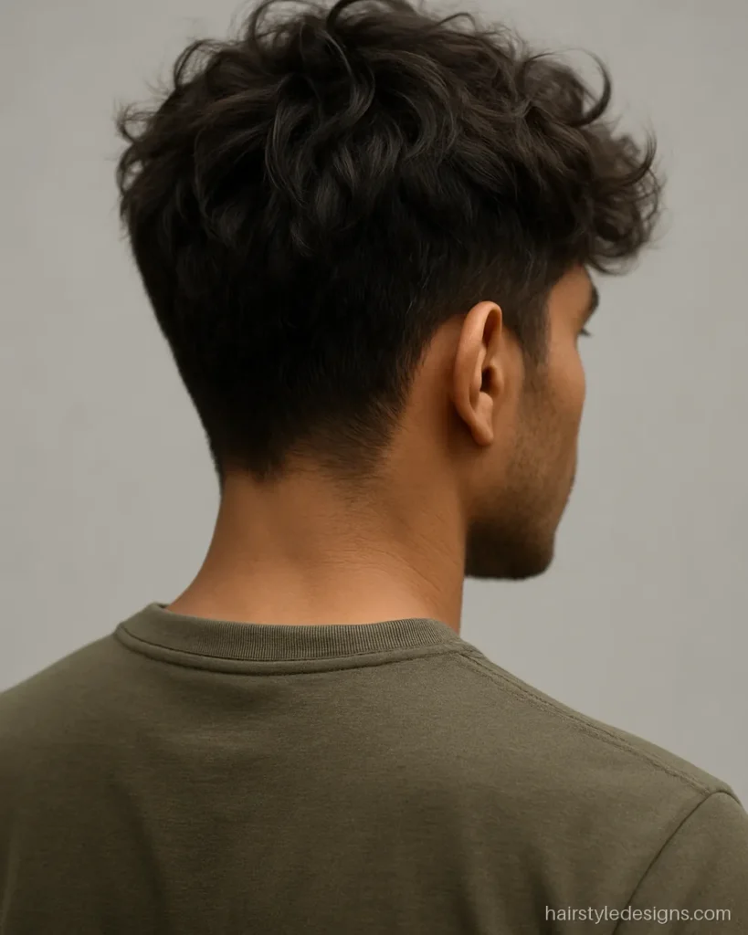 Messy waves hairstyle for men with scissor cut sides and loose top