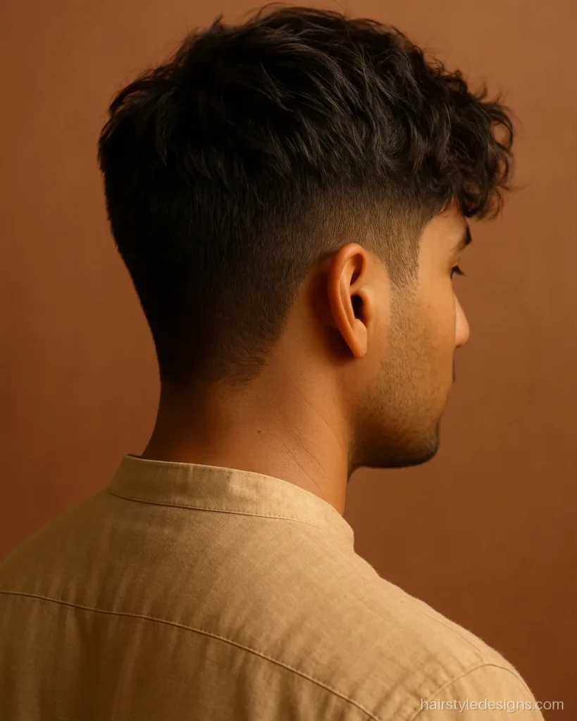 Texture cut hairstyle done with a razor on wavy hair